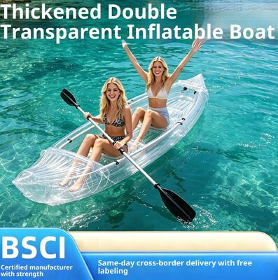 Good price 2-Person Inflatable PVC Kayak Folding Fishing Boat Thickened Assault Boat Transparent Outdoor Wading Rubber Boat online